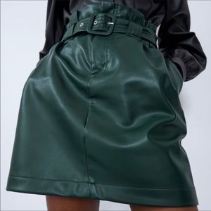 Zara Faux Leather Belted Skirt